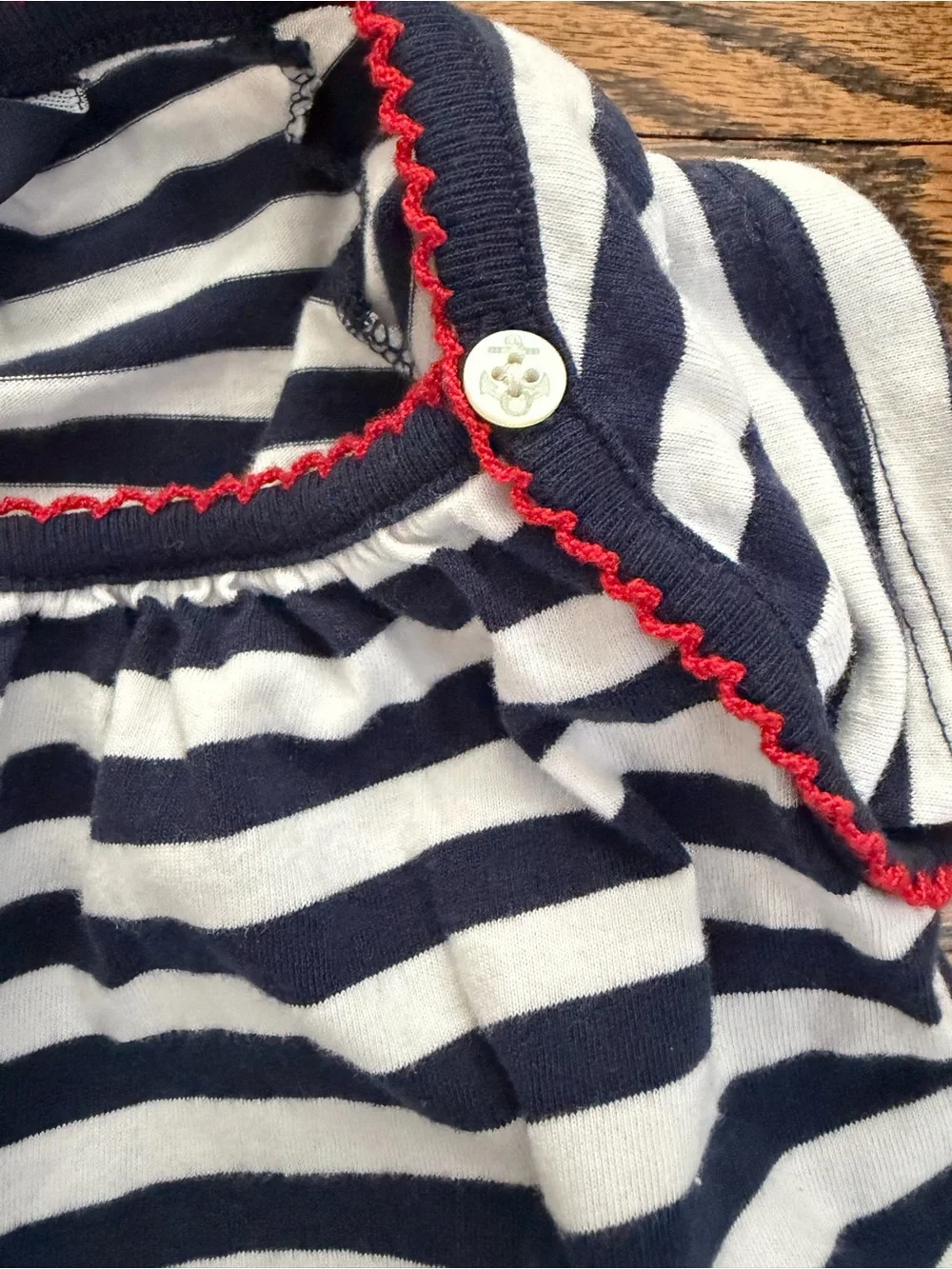 Ralph Lauren Baby Girl Navy White Sailor Stripe Cotton Shirt Dress 12 Months